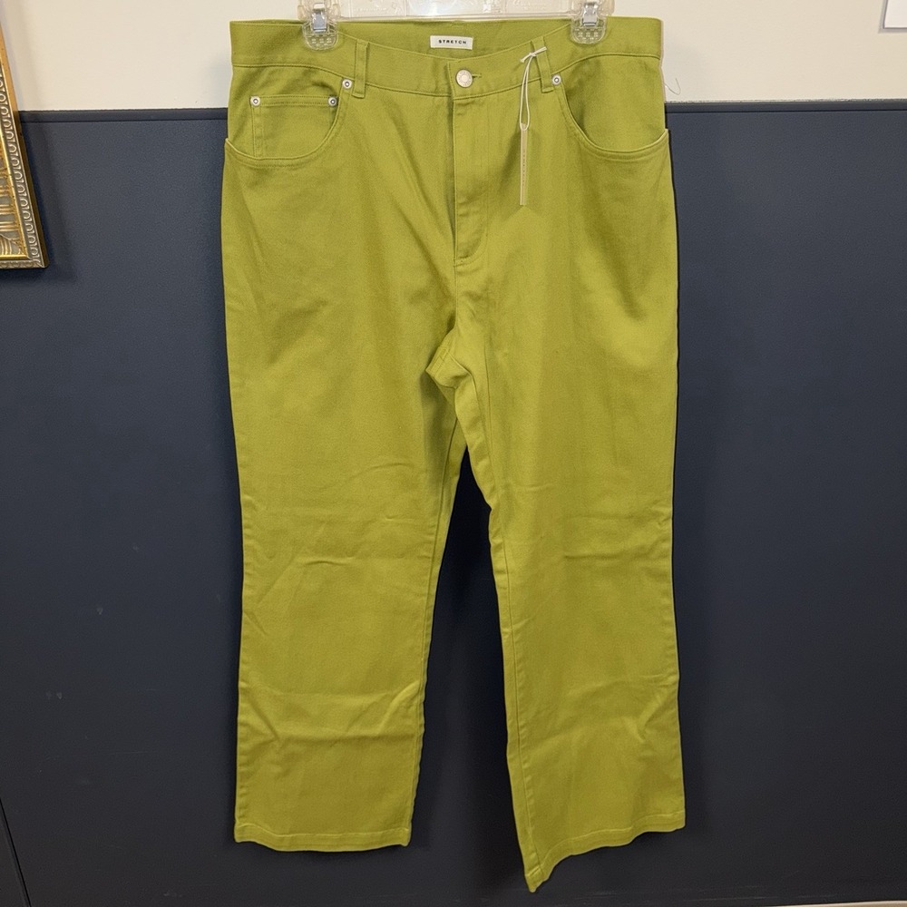 Jones New York Sport Green Pants Women 14 Stretch Straight Leg NWT